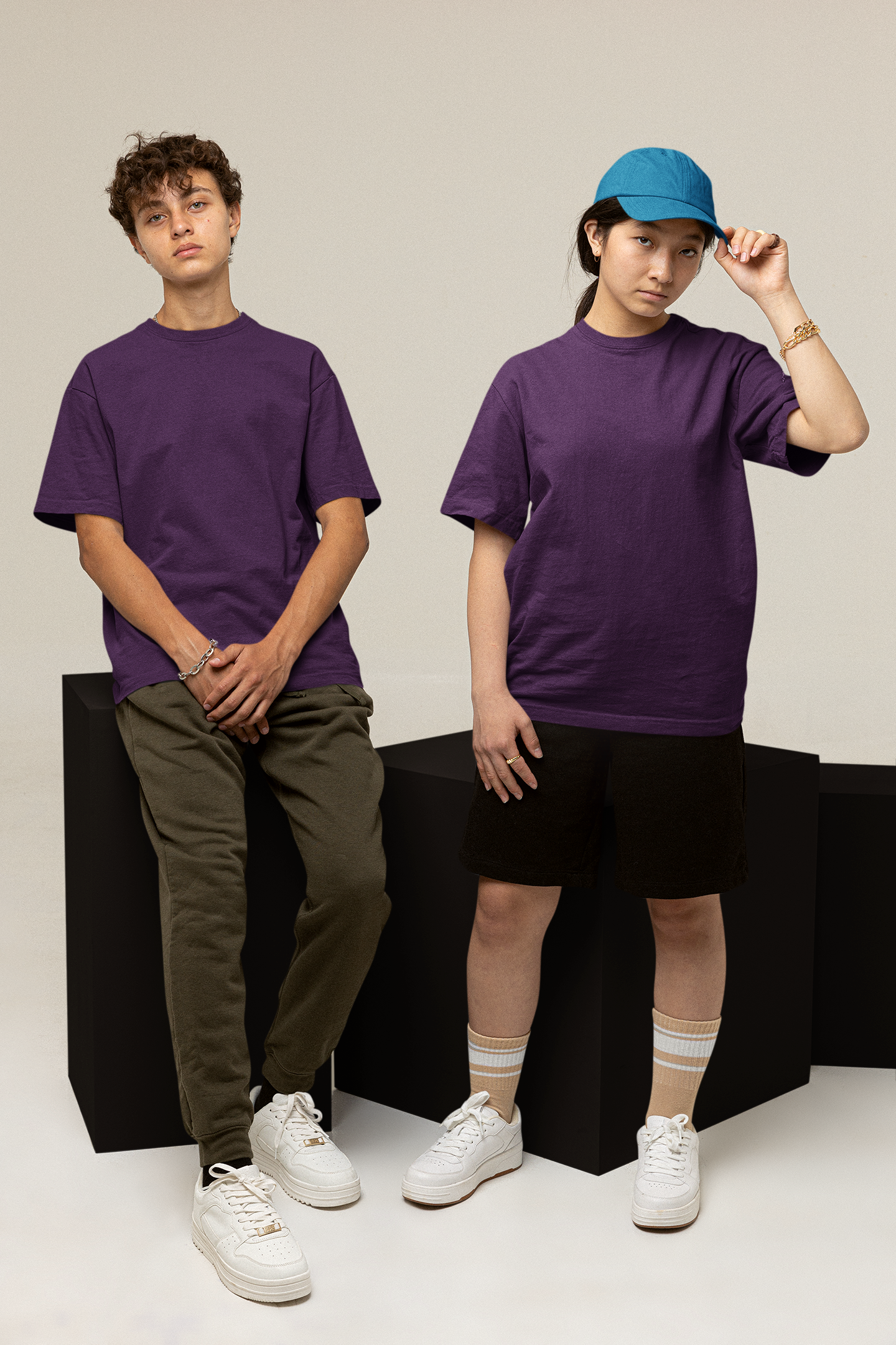 Oversized T-shirt - Violet Plain T-Shirt