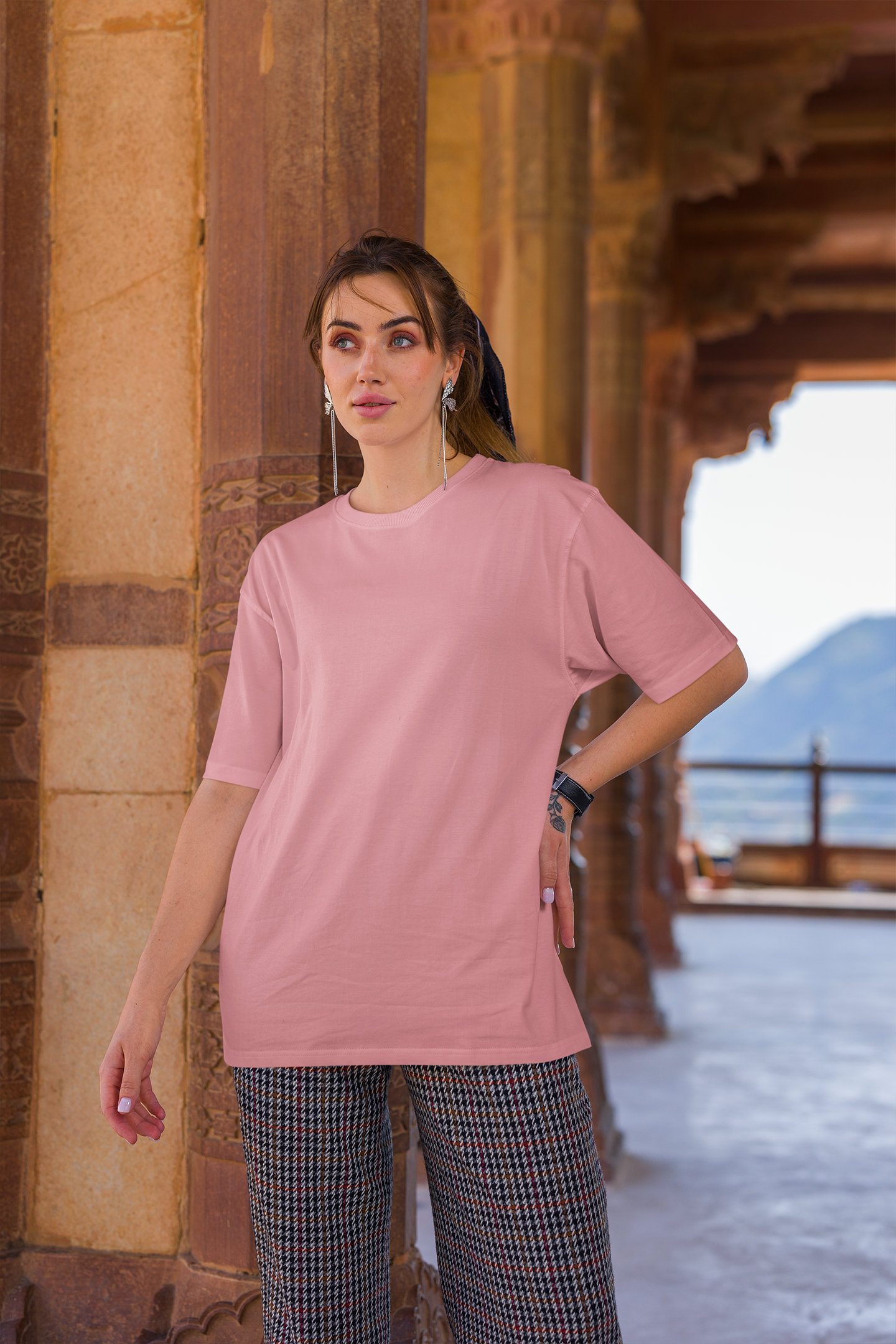 Oversized T-shirt - Pink Plain T-Shirt